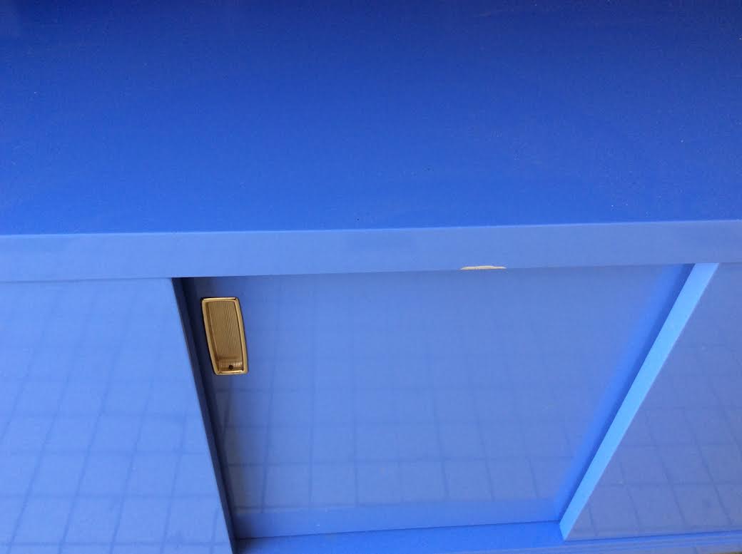 Blue lacquered low cabinet