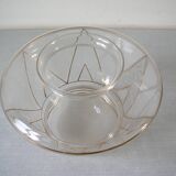 Old 1950s globe lampshade in glass and gilding retro chandelier lighting