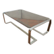 Coffee table with stainless steel base and smoked glass, from the 70s