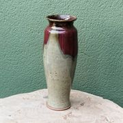 Glazed stoneware vase, signed, oxblood