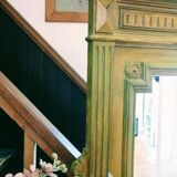 Antique bevelled mirror Farrow and Ball "Green Bancha"