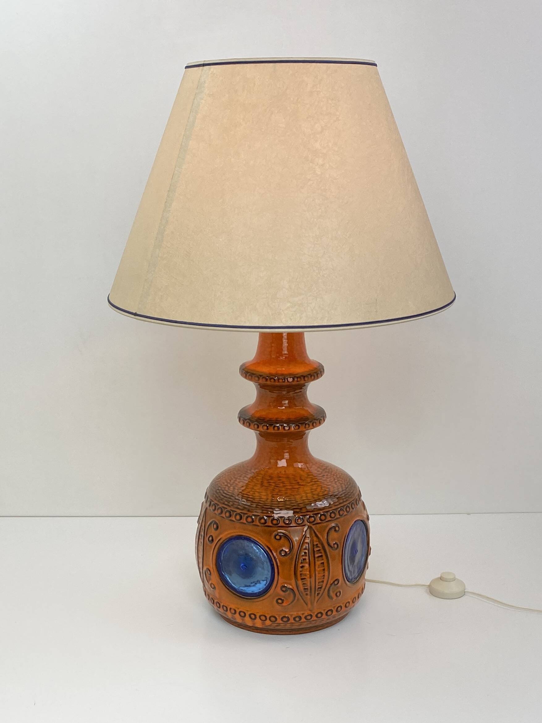 Large vintage ceramic lamp – cobalt blue decor – 1960s/70s