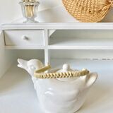 Duck teapot with rattan handle and scoubidou