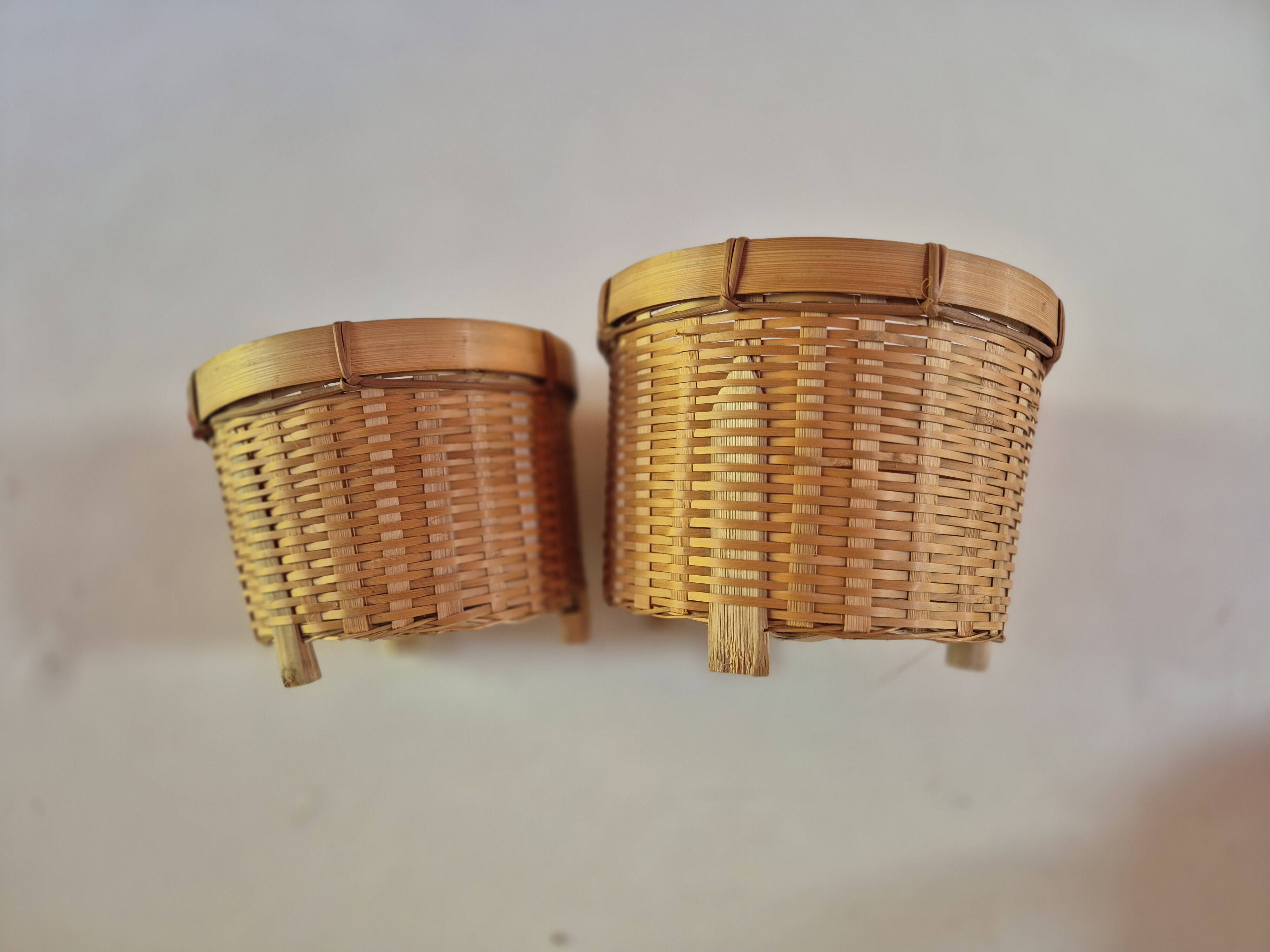 set of 2 flower pot covers made of new vintage bamboo rattan