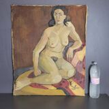 Tableau Ancien Portrait Nu Huile Sur Toile