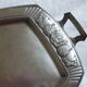 Tray silver metal art deco 2 handles small flowers