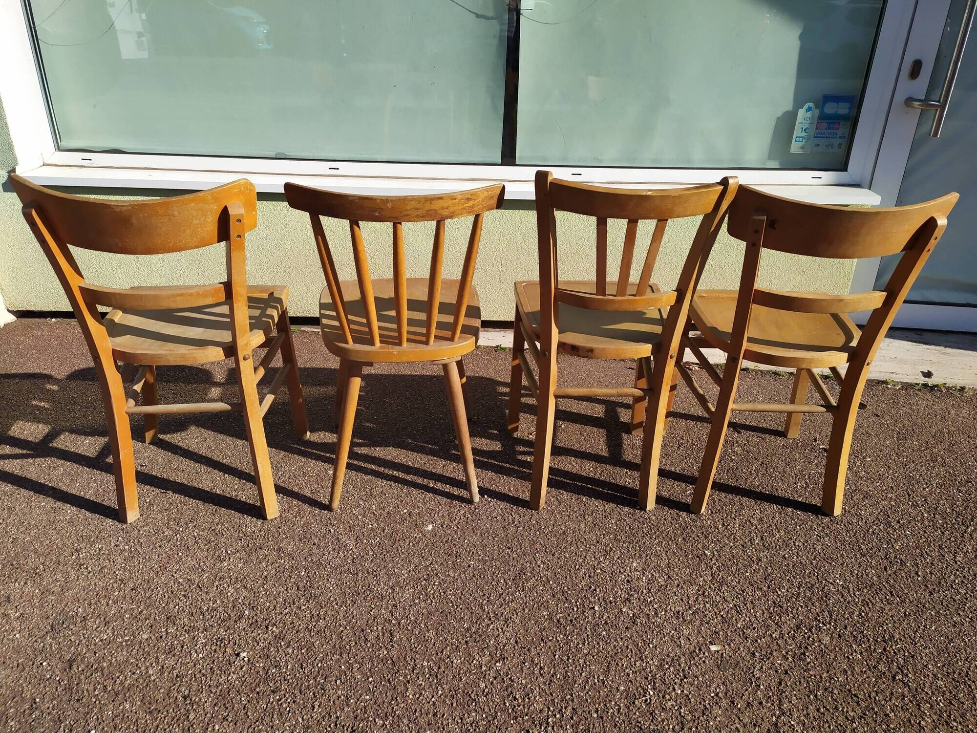 Lot of 4 luterma wood bistrot chairs years 50/60