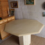 Hexagonal travertine dining table 80s