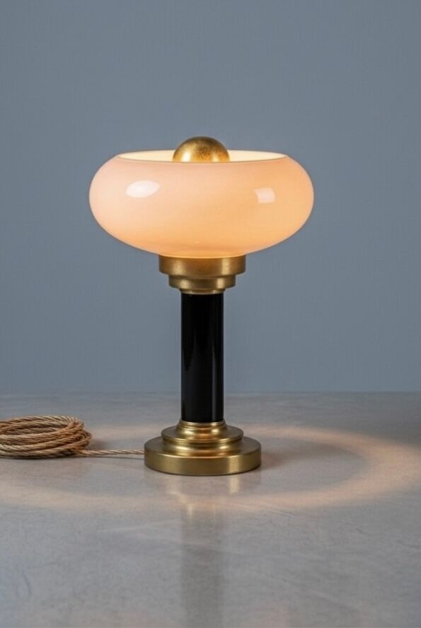 Lampe de chevet ou à poser art-déco • Verre ancien & Laiton patiné