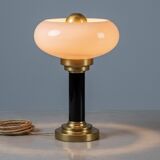 Lampe de chevet ou à poser art-déco • Verre ancien & Laiton patiné