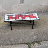 Vintage coffee table metal and lava stone