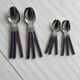Set of 24 stainless steel and purple plastic cutlery