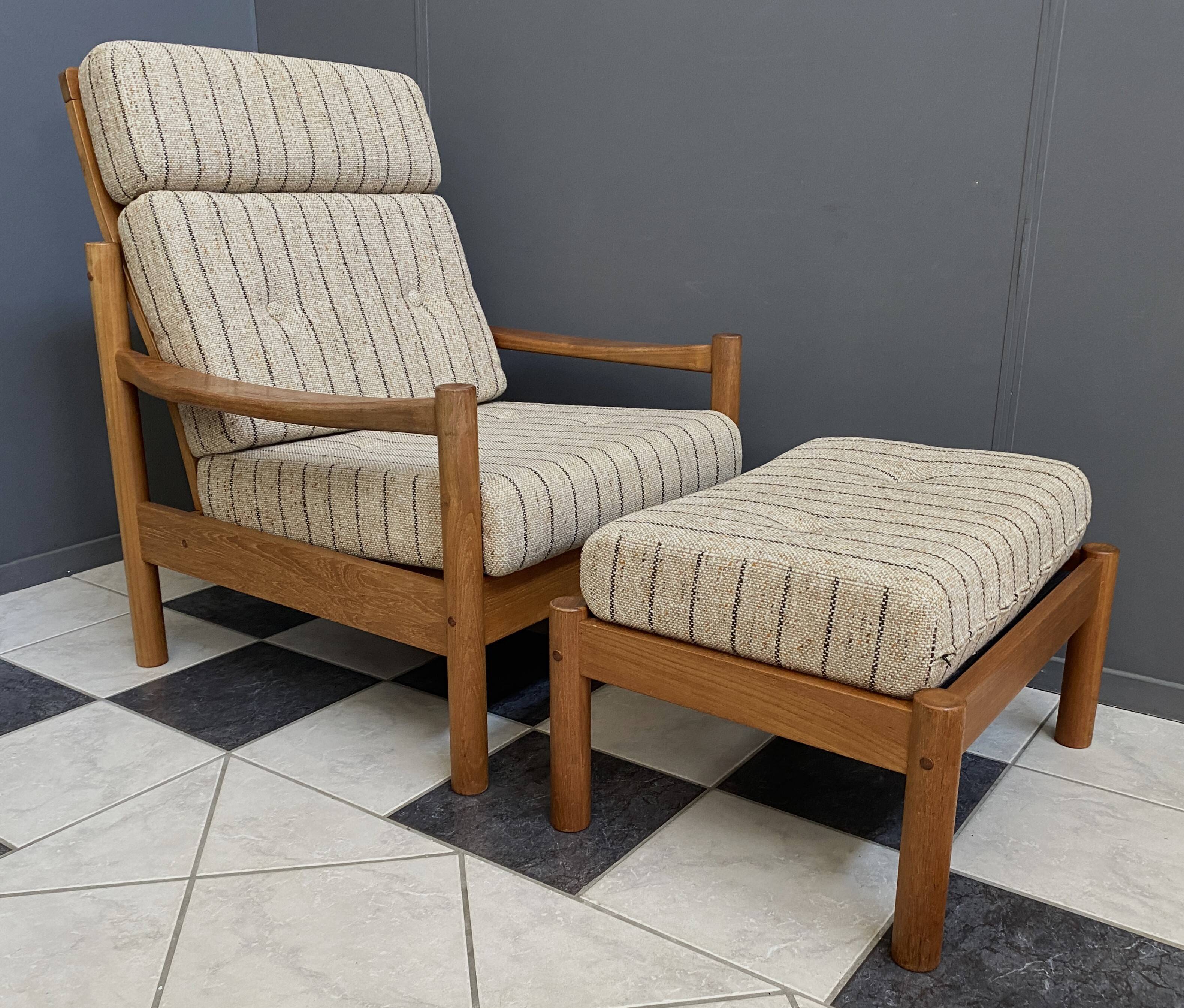 High back relax chair with hocker 1960s by Tarm Stole Denmark