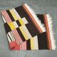 1950s Czech Geometric Wool Kilim Rug in Pink Black and Yellow