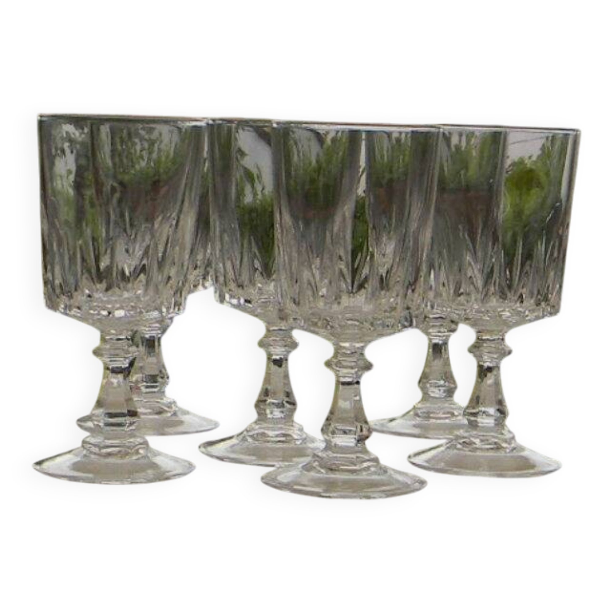 Set of 6 crystal water glasses from arques. louvre model.