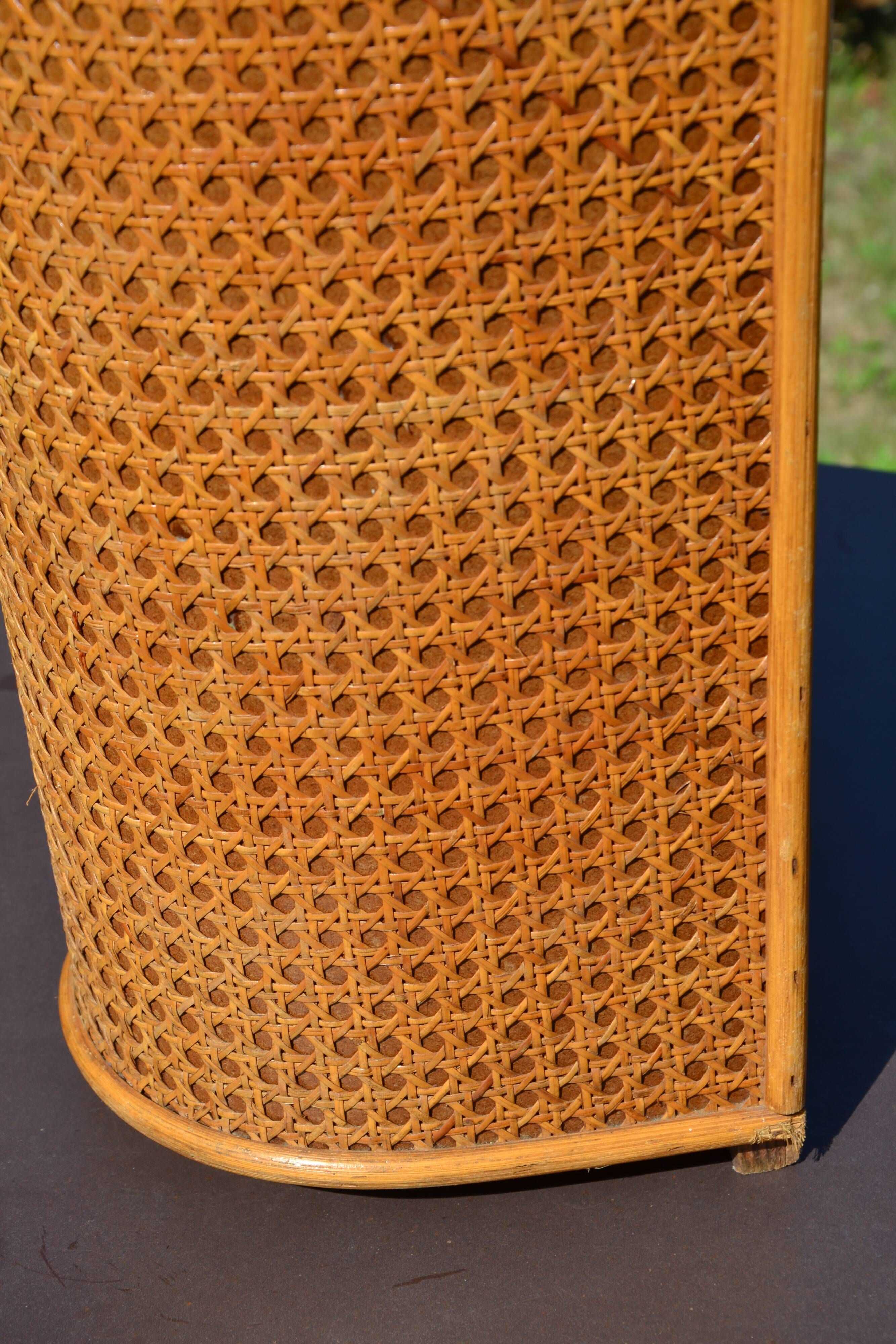 Vintage wicker and cane umbrella stand