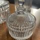 Set of 3 striped glass candy jars with lid or pharmacy jars.