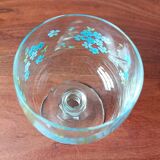 Arcoroc france stemmed glasses with forget-me-not decor, vintage 1980s