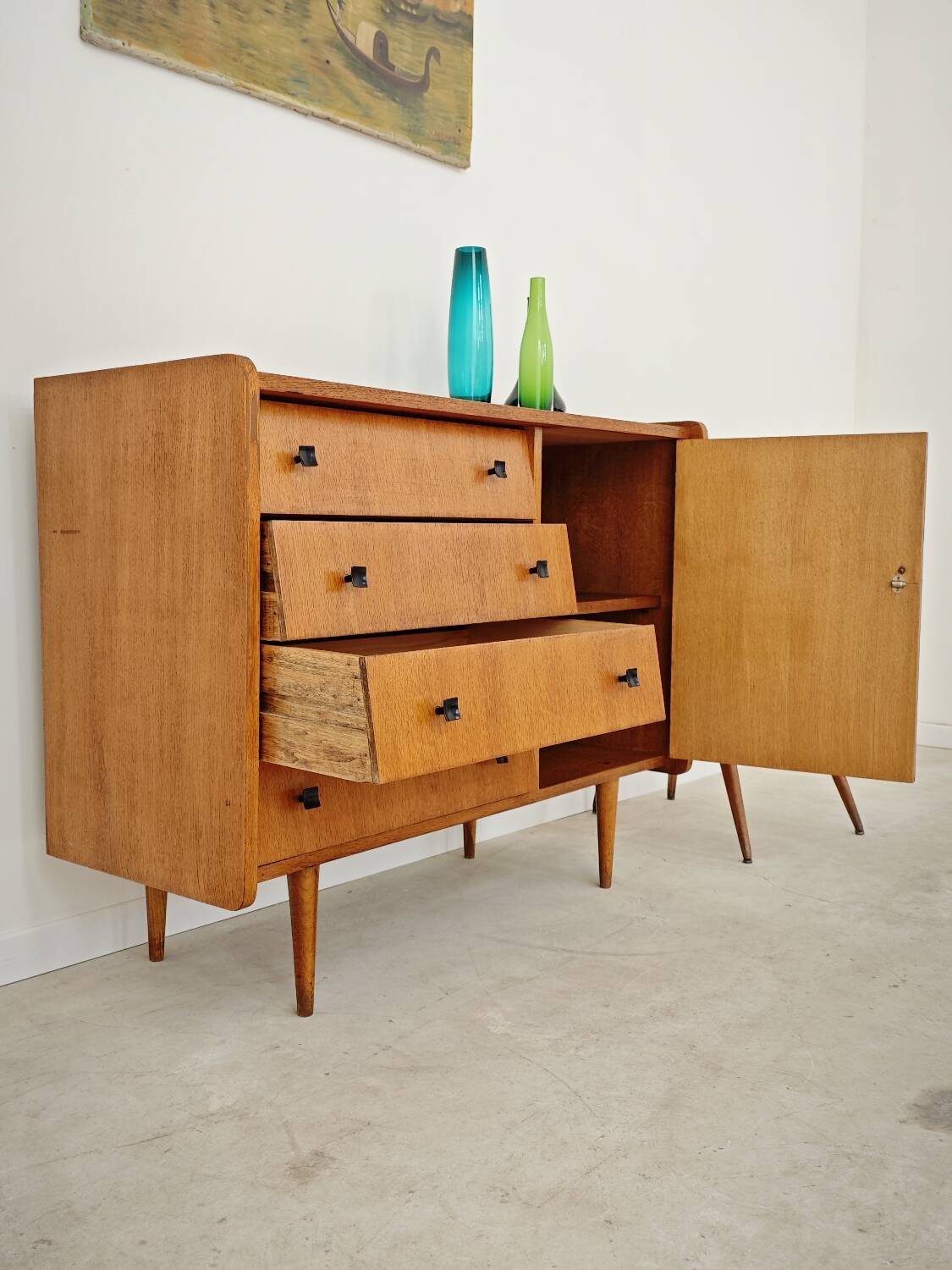 Small sideboard with spindle legs, France 1960