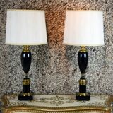 Paire de lampes laquées noires