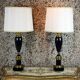 Pair of black lacquered lamps