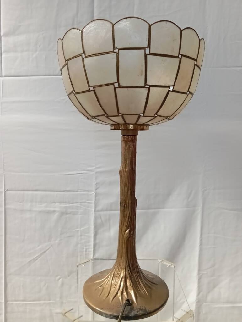 Gold metal and mother-of-pearl lamp from the 70s