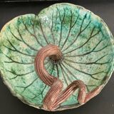 Vintage water lily pocket in enameled ceramic