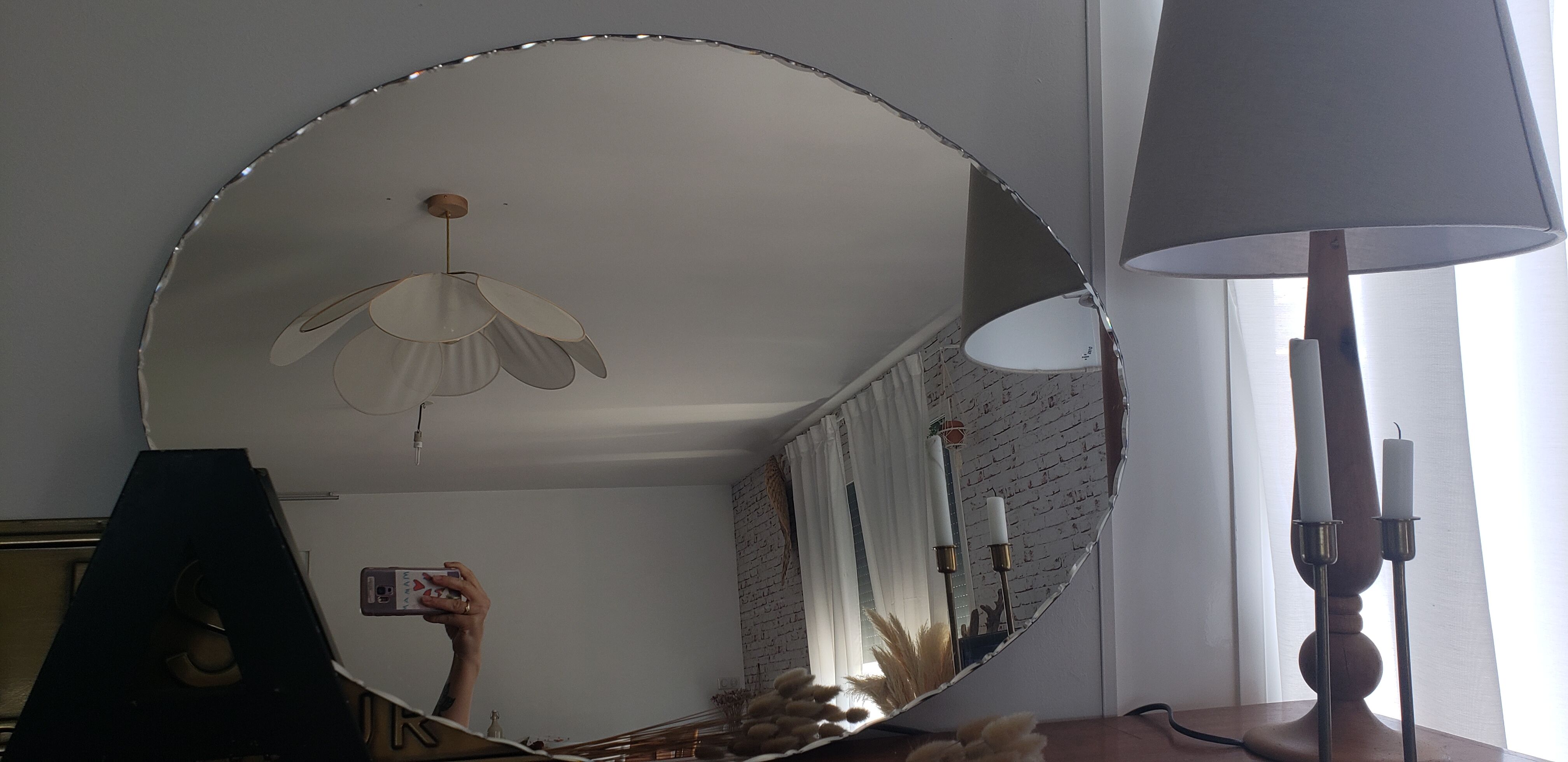 Large format oval beveled mirror 81x60cm