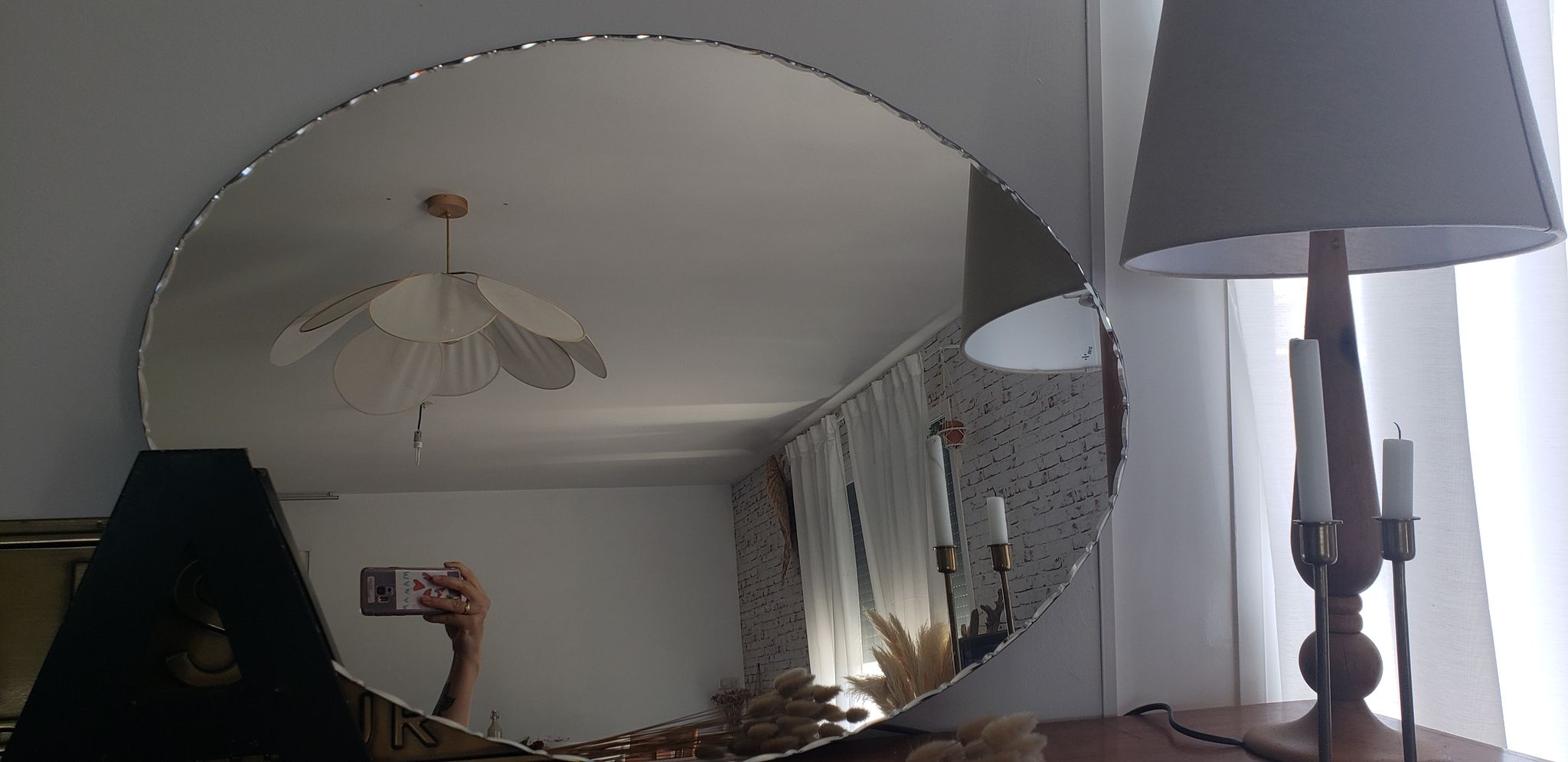 Miroir biseauté ovale grand format 81x60cm