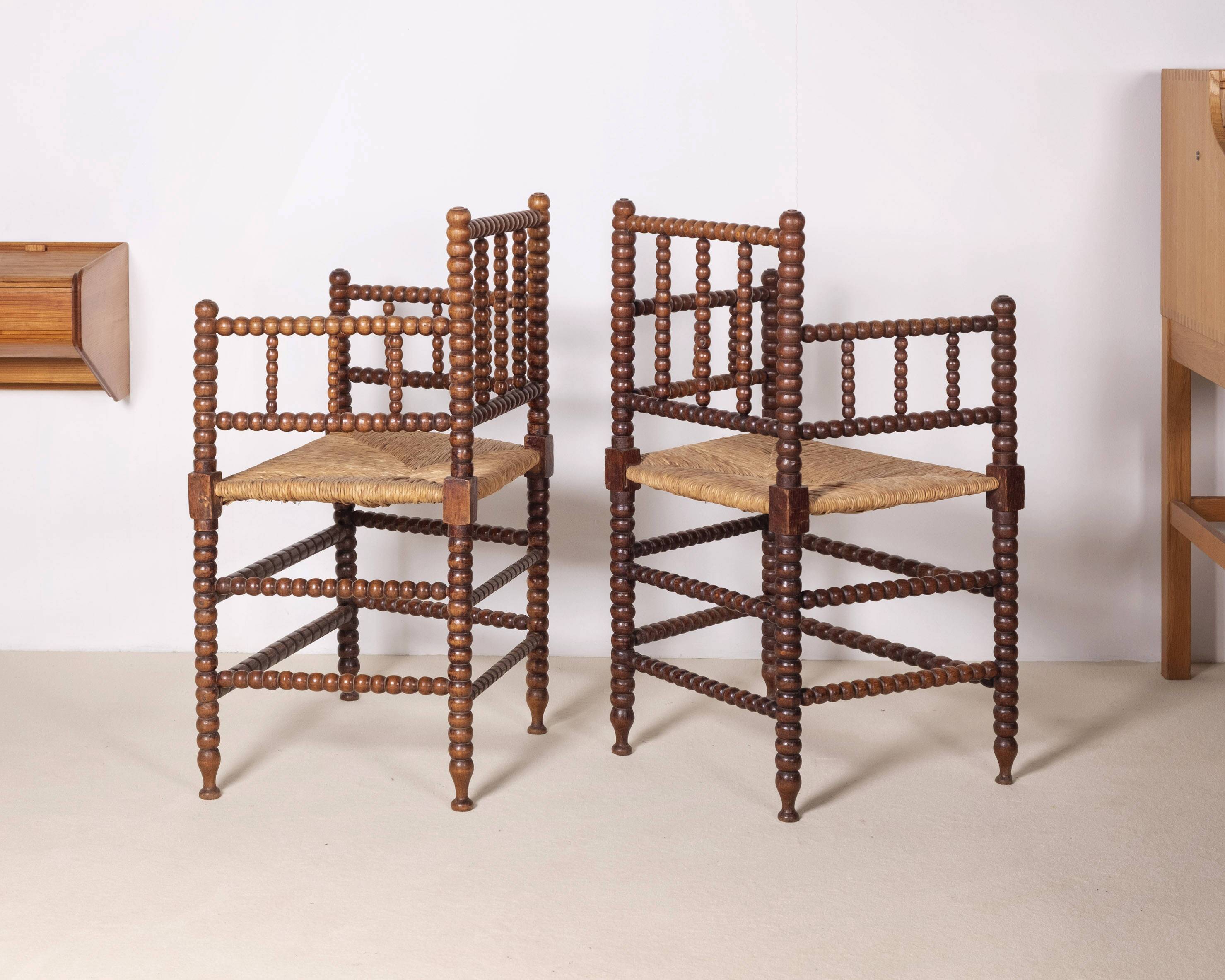 Pair of bobbin chairs