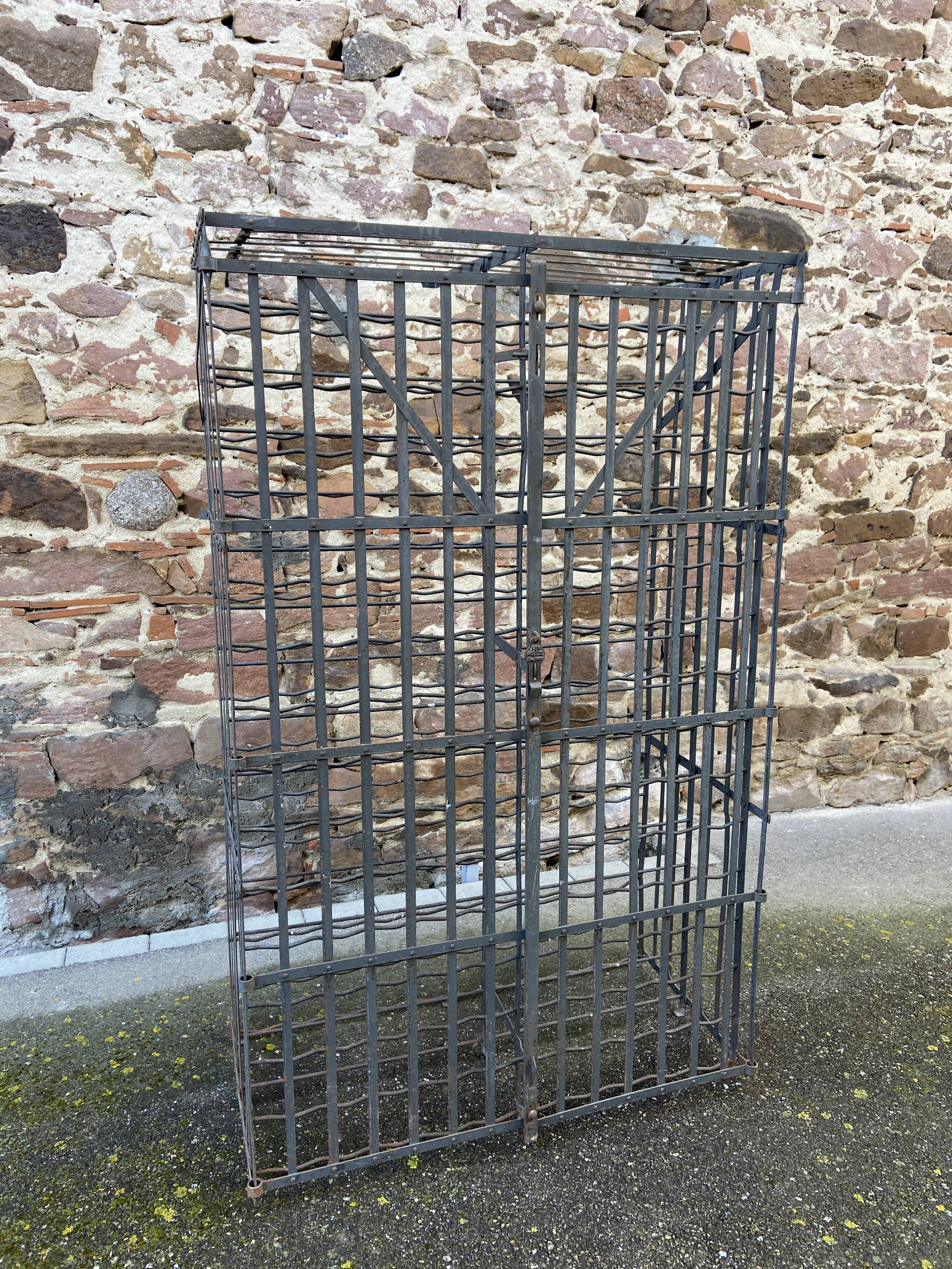 Wrought iron wine cellar 200 bottles French wine cellar Rigidex cellar shelf 1950