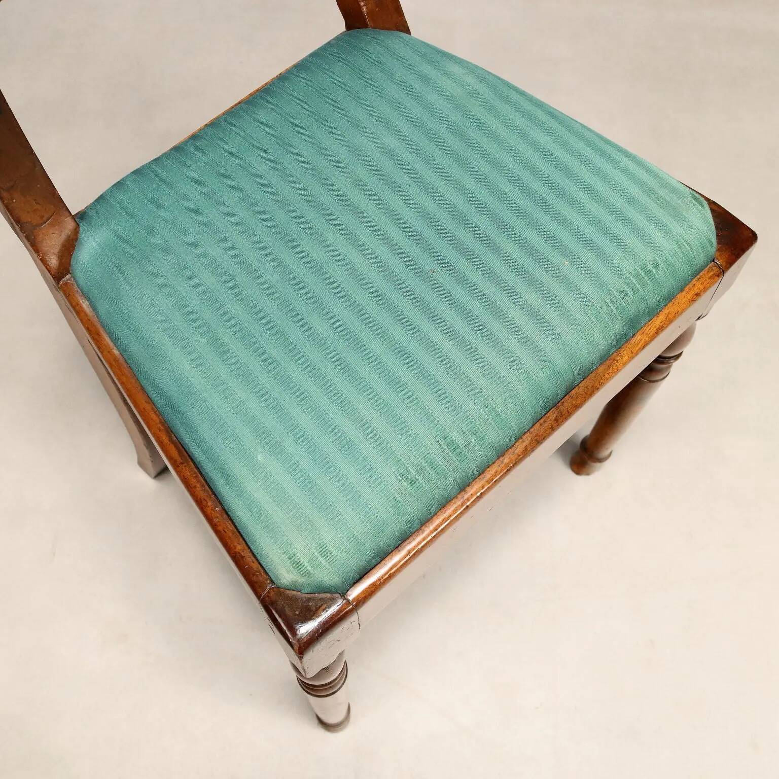 Antique Louis-Philippe walnut chairs with upholstered seats, 19th century.