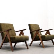 Mid Century Easy Chair Model B - 310 Var in Forest Green Velvet
