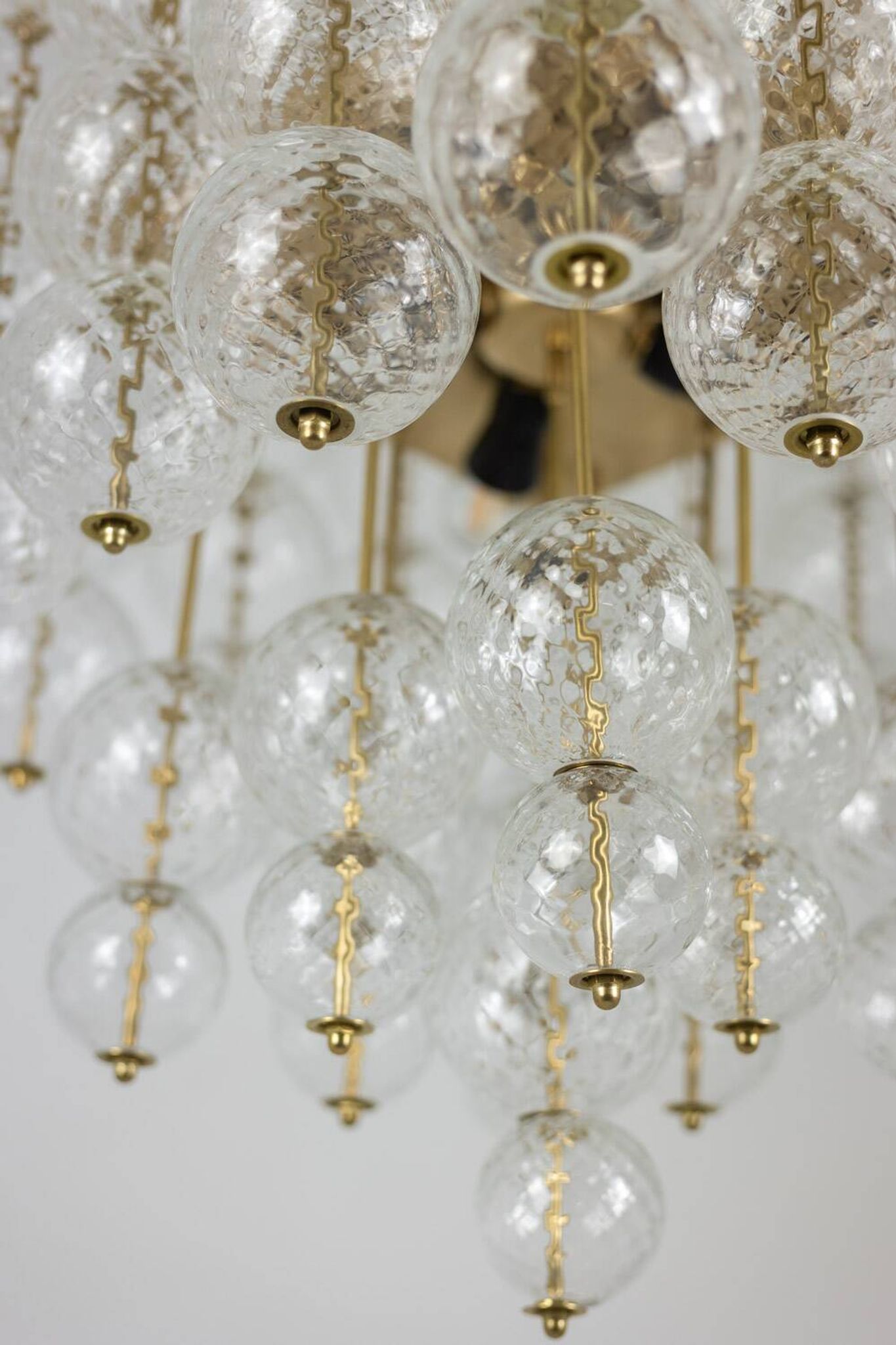 Kamenický Šenov. Glass blown chandeliers and gilded brass. 1970s.