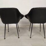 Vintage black skai armchairs