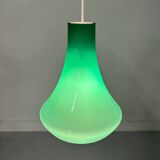 Lampe à Suspension française en Verre Opalin Vert, 1960s