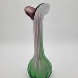 Murano glass vase "Jack in the Pulpit" green and purple