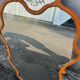 Vintage Venetian mirror, orange painted wooden frame