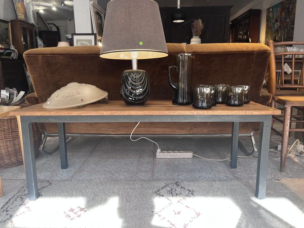 Banc industriel en acier et chêne