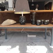 Banc industriel en acier et chêne