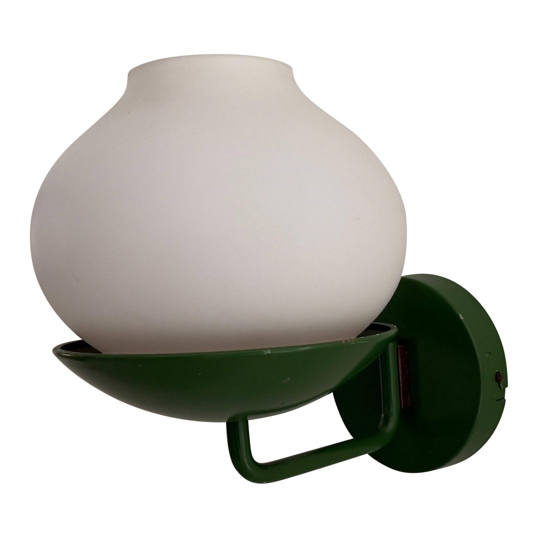 Mid-century green metal and opal glass wall sconce by N Leuchten, 1960s, Germany
