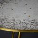 Brass Mid century Oval Coffee Table with Grey Glass Mosaic and Gold Highlights