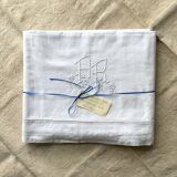 Antique thick cotton sheet with AB monogram