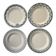 Lot of 4 blue ironstone plates, antique French faience - te