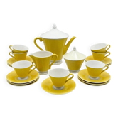 Service à café / thé vintage en porcelaine jaune safran – Salins France – 1