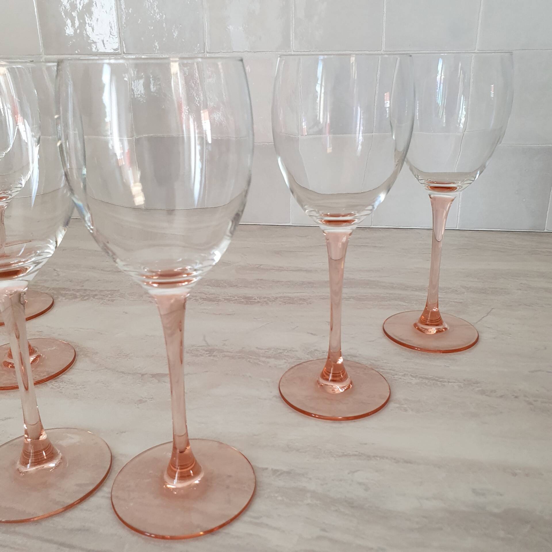 6 Verres à vin / verre à pied Rose