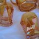 Old orange service pitcher & 6 glasses