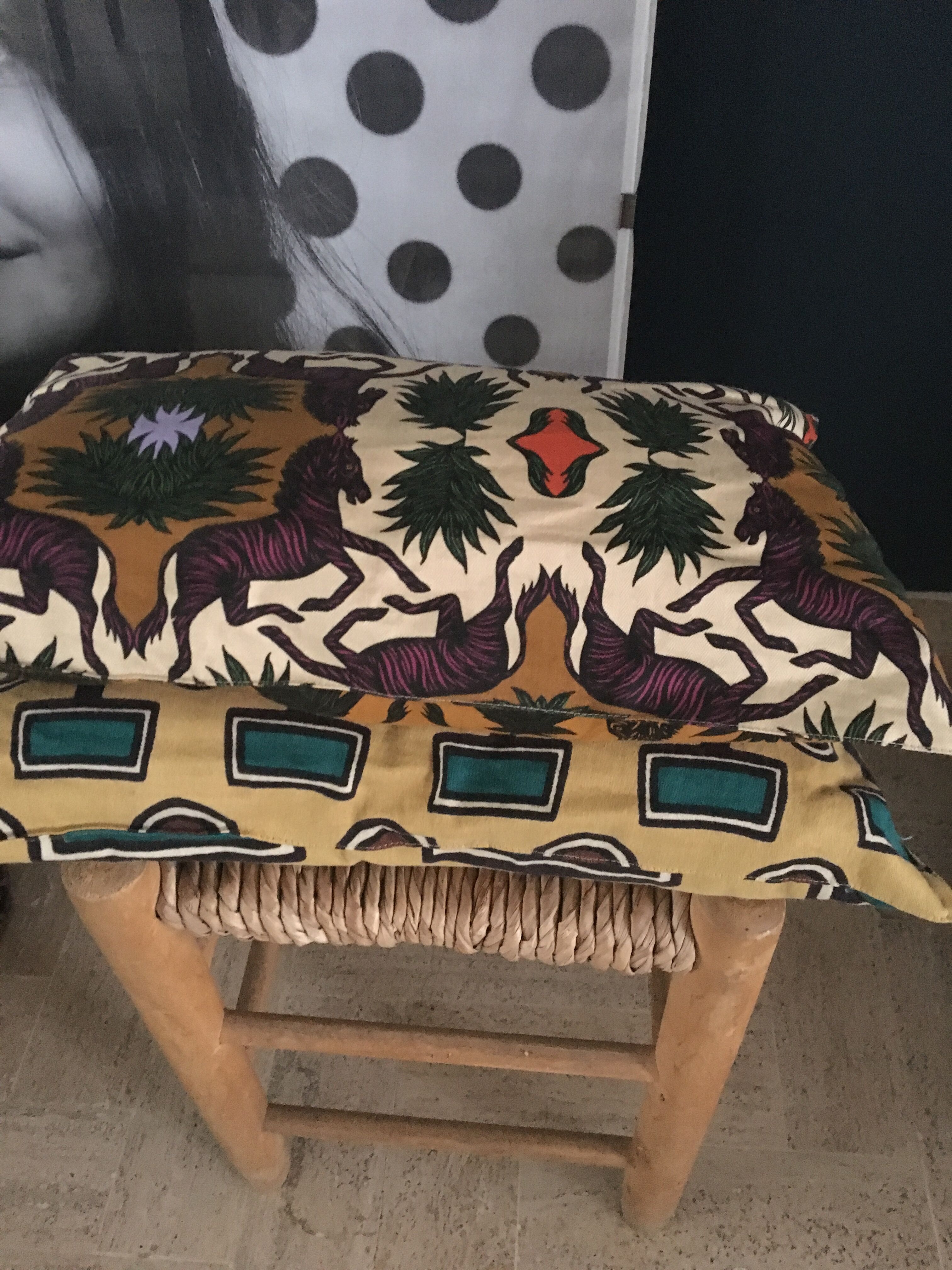 Wood and straw stool