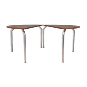 Table demi-ronde en teck, design danois, années 1970, fabricant: Bent Krogh