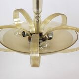Tall art deco curved glass ceiling light from esc zukov, 1940s